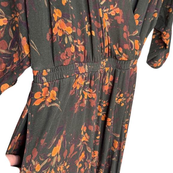 Garnet Hill Tencel Blend Stretchy Floral Surplice Top Wrap Style Dress size M - Picture 12 of 14
